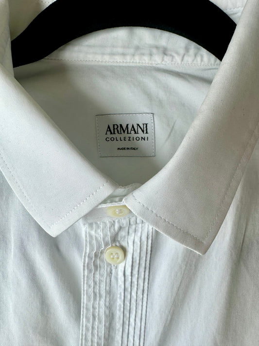 Armani Collezioni white shirt 41 16 L pleated-button-stand