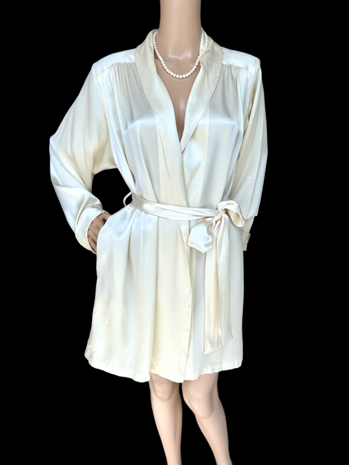 Woodward 100% silk charmeuse vintage robe