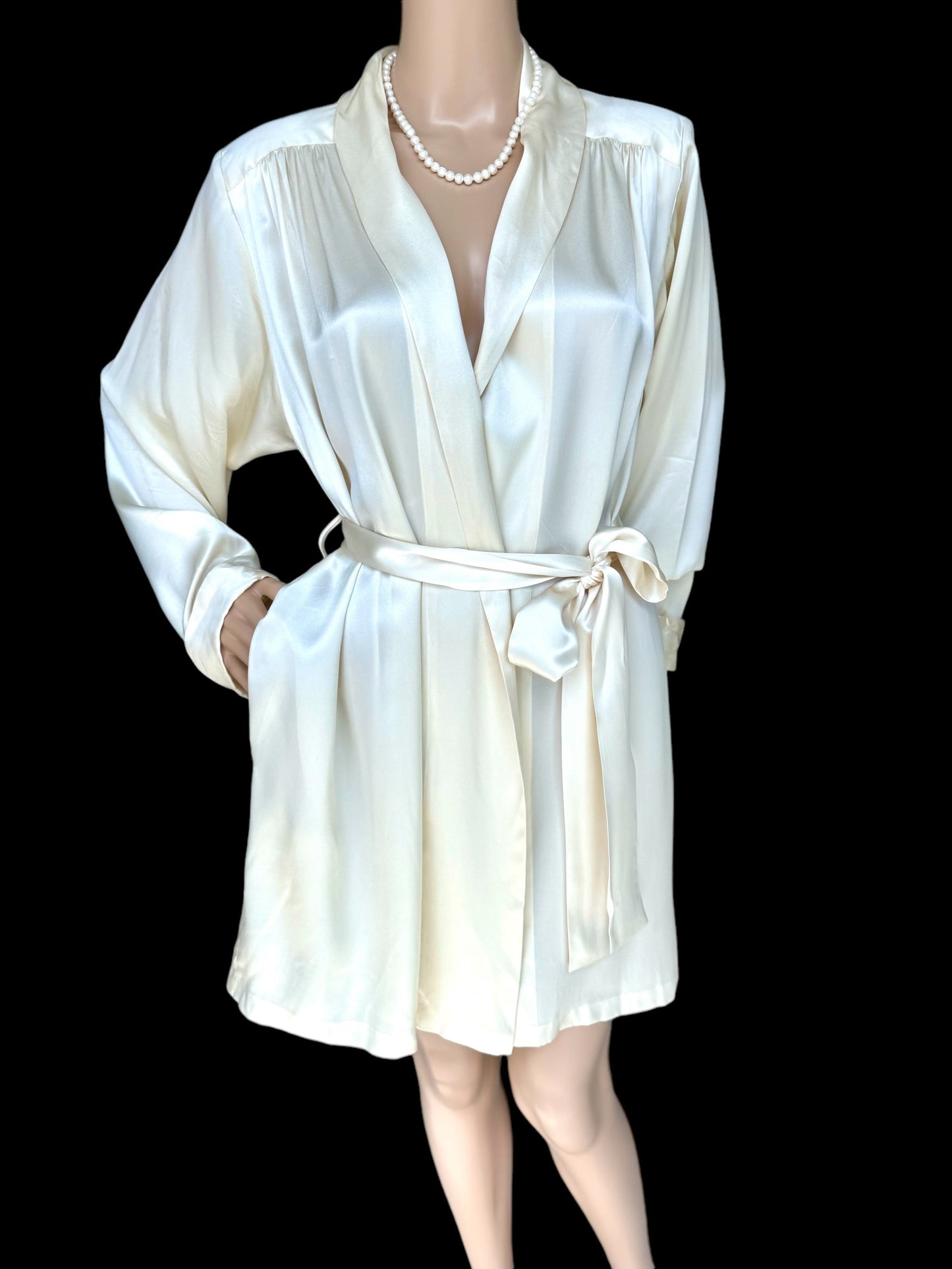 Woodward 100% silk charmeuse vintage robe